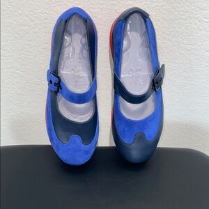 Camper Blue and Red Dress Shoes with Mary Jane Style